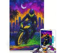 Puzzle da 1000 pezzi con dipinto di un giro in moto di notte in città gioco interattivo regalo di compleanno compleanno e Natale 38x26cm