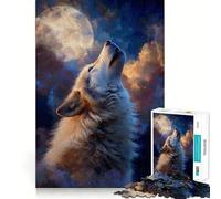 Puzzle da 1000 pezzi con dipinto di un lupo che ulula alla luna,gioco cognitivo divertente con struttura a incastro precisa,attività per rafforzare i legami affettivi con i propri cari (38x52cm)