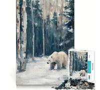 Puzzle da 1000 pezzi con dipinto di un orso polare nella foresta invernale ideale per adulti e ragazzi Offre un'esperienza rilassante e piacevole perfetta per una fuga dalla realtà Dimensioni: 50x75cm