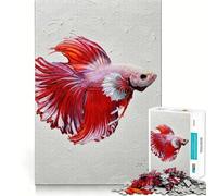 Puzzle da 1000 pezzi con dipinto di un pesce Betta rosso, ideale per adulti e ragazzi, un gioco di abilità rilassante e divertente, con bordi precisi, perfetto come regalo per le festività (50x75cm)