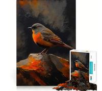 Puzzle da 1000 pezzi con dipinto di un pettirosso su una roccia, ideale per ragazzi Gioco di logica, rilassante e stimolante per la mente Bordi chiari, elegante regalo (50x75cm)