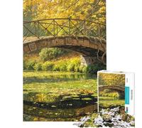Puzzle da 1000 pezzi con dipinto di un ponte autunnale sullo stagno ideale per adolescenti perfetto per passare il tempo durante le vacanze a casa un'attività stimolante e antistress 50x75cm