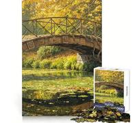 Puzzle da 1000 pezzi con dipinto di un ponte autunnale sullo stagno, ideale per adulti, per allenare la memoria, un passatempo rilassante e sicuro Regalo stagionale (38x26cm)