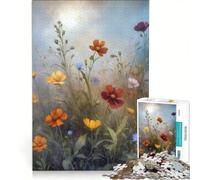 Puzzle da 1000 pezzi con dipinto di un prato fiorito colorato, gioco per famiglie, assemblaggio di motivi, con pezzi di forma casuale completamente ad incastro 50x75cm