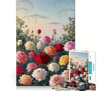 Puzzle da 1000 pezzi con dipinto di un roseto, ideale per adulti, per migliorare la memoria, per un piacevole momento di relax, un'attività di assemblaggio e un pezzo da collezione (38x52cm)