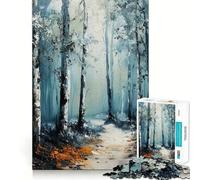 Puzzle da 1000 pezzi con dipinto di un sentiero nella foresta invernale,gioco creativo per sviluppare le abilità,componenti robusti e ben rifiniti,ideale da portare in viaggio,gioco per la mente