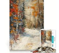 Puzzle da 1000 pezzi con dipinto di un sentiero nella foresta invernale,gioco di memoria ad alta precisione,attività creativa interattiva per stimolare la mente a casa (38x52cm)