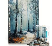 Puzzle da 1000 pezzi con dipinto di un sentiero nella foresta invernale,gioco stimolante per la mente,incastro perfetto,nessun pezzo si stacca,sfida interattiva per il cervello per la casa (38x52cm)