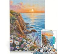 Puzzle da 1000 pezzi con dipinto di un tramonto sulla costa gioco pratico difficile compleanno e Natale 50x75cm