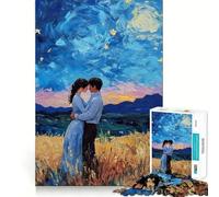 Puzzle da 1000 pezzi con dipinto di una coppia romantica in un campo, ideale per adolescenti Gioco intelligente e antistress con bordi affilati, perfetto come regalo di compleanno (38x26cm)