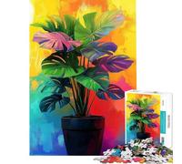 Puzzle da 1000 pezzi con dipinto di una pianta di Monstera ideale per adulti Gioco antistress analisi e logica attività divertenti da fare a casa (dimensioni 50x75cm)