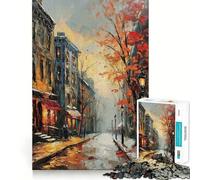 Puzzle da 1000 pezzi con dipinto di una strada cittadina autunnale,taglio preciso,gioco stimolante per la mente,divertimento per il tempo libero,decorazione natalizia,regalo (50x75cm)