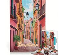 Puzzle da 1000 pezzi con dipinto di una strada di Barcellona, giocattolo educativo, divertente antistress, per rafforzare l'amore tra le coppie 38x52cm