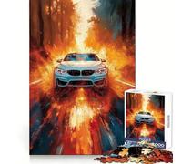 Puzzle da 1000 pezzi con dipinto di un'auto moderna bianca per adulti, esercizio mentale, divertimento tranquillo, perfetto come regalo di Natale (50x75cm)