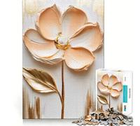 Puzzle da 1000 pezzi con dipinto floreale color pesca e oro per adolescenti, gioco stimolante e divertente, con dettagli nitidi e da collezione (38x26cm)