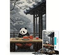 Puzzle da 1000 pezzi con dipinto giapponese di panda per ragazzi, gioco di logica e abilità, divertimento condiviso, taglio preciso, decorazione murale (38x26cm)