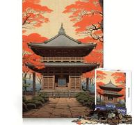 Puzzle da 1000 pezzi con dipinto giapponese raffigurante un tempio, ideale per ragazzi, per stimolare la memoria, attività da svolgere a casa e per assemblare un disegno Regalo perfetto 50x75cm