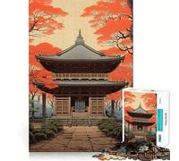 Puzzle da 1000 pezzi con dipinto giapponese raffigurante un tempio, ideale per ragazzi, per stimolare la memoria, attività da svolgere a casa e per assemblare un disegno Regalo perfetto 50x75cm