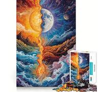 Puzzle da 1000 pezzi con dipinto "Sole e Luna - Dualità" per adolescenti, gioco di logica fine, passatempo rilassante, pezzo da collezione con bordi puliti 50x75cm