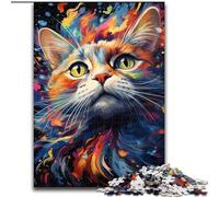 Puzzle da 1000 pezzi con disegno a colori di un gatto, ideale per il divertimento in famiglia, regalo perfetto per feste e compleanni (dimensioni 26x38cm)