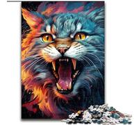 Puzzle da 1000 pezzi con disegno a colori di un gatto, interazione familiare e sfida di intelletto, sfida di attività per famiglie (dimensioni 26x38cm)