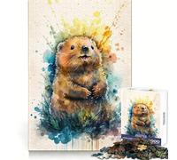 Puzzle da 1000 pezzi con disegno ad acquerello di un castoro,ideale per adulti,per sviluppare la capacità di concentrazione e migliorare il tempo trascorso Ideale per incastri a pressione Sorpresa