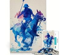 Puzzle da 1000 pezzi con disegno ad acquerello di un giocatore di polo, ideale per ragazzi Gioco di logica e divertimento, con bordi lisci ed elegante (38x26cm)