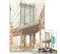 Puzzle da 1000 pezzi con disegno del Ponte di Brooklyn,taglio preciso,divertente gioco di abilità mentale,ideale per il tempo libero e le vacanze (50x75cm)