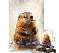 Puzzle da 1000 pezzi con disegno di castoro ad acquerello, ideale per ragazzi, stimola la capacità di ragionamento, crea un'atmosfera serena e offre un regalo originale (38x52cm)