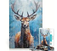 Puzzle da 1000 pezzi con disegno di cervo e tavolozza per ragazzi, gioco di abilità mentale, divertimento rilassante, design da assemblare, (38x52cm)