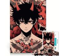 Puzzle da 1000 pezzi con disegno di demone e tatuaggio in stile anime,gioco creativo per sviluppare le capacità di abilità,incastro perfetto,nessun pezzo si stacca,attività per rafforzare il legame