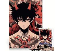 Puzzle da 1000 pezzi con disegno di demone e tatuaggio in stile anime per adolescenti ideale per sviluppare capacità analitiche per una fuga serena e un'unione perfetta perfetto come regalo di Natale