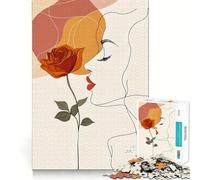 Puzzle da 1000 pezzi con disegno di donna e rosa,ideale per adolescenti,stimolante per le capacità cognitive,con incastro sicuro e pezzi che non si staccano Un modo coinvolgente per passare