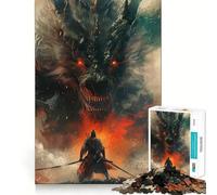 Puzzle da 1000 pezzi con disegno di drago samurai e mostro, ideale per adolescenti, gioco di logica e svago, bordi lisci, regalo di alta qualità (38x26cm)