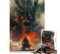 Puzzle da 1000 pezzi con disegno di drago samurai e mostro, ideale per adolescenti, gioco di logica e svago, bordi lisci, regalo di alta qualità (38x26cm)