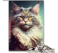 Puzzle da 1000 pezzi con disegno di gatto Maine Coon, puzzle in legno, stimolante rompicapo per adolescenti, perfetto per decorare la casa o come regalo (dimensioni 50x75cm)