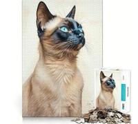 Puzzle da 1000 pezzi con disegno di gatto siamese per adolescenti, giocattolo cognitivo, divertimento lento, bordo premium, scegli il desiderio di Babbo Natale 38x26cm