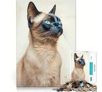Puzzle da 1000 pezzi con disegno di gatto siamese per ragazzi, giocattolo intelligente per il tempo libero, taglio preciso, regalo stagionale 50x75cm