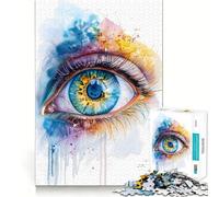 Puzzle da 1000 pezzi con disegno di occhi ad acquerello,gioco di abilità mentale,incastro stabile,parti che non si spostano,passatempo divertente per i lunghi weekend (38x26cm)