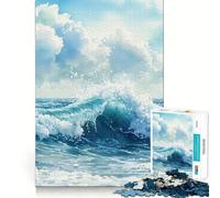 Puzzle da 1000 pezzi con disegno di onde oceaniche per adulti, gioco stimolante per la mente, ideale per il tempo libero, con dettagli nitidi (50x75cm)