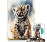 Puzzle da 1000 pezzi con disegno di tigre ad acquerello per ragazzi, ideale per migliorare la memoria, rilassarsi e divertirsi, con dettagli nitidi, perfetto come regalo stagionale 38x52cm