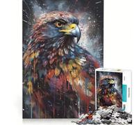 Puzzle da 1000 pezzi con disegno di un falco giocattolo fai-da-te sfida impegnativa con pezzi di forma casuale completamente ad incastro 38x26cm