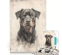 Puzzle da 1000 pezzi con disegno di un giovane Rottweiler gioco rompicapo sfida impegnativa ideale come regalo per tutta la famiglia 38x52cm
