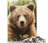 Puzzle da 1000 pezzi con disegno di un orso ritratto per adulti, difficoltà elevata, rafforza le relazioni tra i membri della famiglia, 1000 pezzi (75x50 cm)