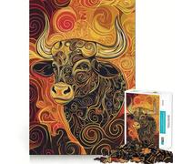 Puzzle da 1000 pezzi con disegno di un toro a spirale, ideale per adulti, gioco di logica, antistress, con bordi trasparenti, regalo perfetto per le festività 38x52cm