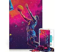 Puzzle da 1000 pezzi con disegno di una schiacciata di basket,decorazione pulita e adatta,gioco per la concentrazione mentale,gioco per momenti di tranquillità,regalo di compleanno (50x75cm)