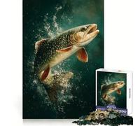 Puzzle da 1000 pezzi con disegno di una trota di torrente che salta, ideale per adulti Attività cerebrale rilassante, taglio preciso, regalo di compleanno (50x75cm)