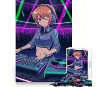 Puzzle da 1000 pezzi con DJ anime in un club al neon, ideale per ragazzi, per stimolare la memoria e offrire un momento di relax Dimensioni perfette, regalo di Natale perfetto (38x52cm)