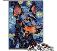 Puzzle da 1000 pezzi con Doberman e cielo notturno in legno, idea regalo unica per la casa fai da te 50x75cm per adolescenti e famiglie, decorazione fai da te perfetta e sfida rompicapo