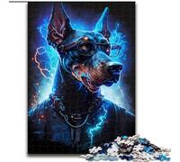 Puzzle da 1000 pezzi con Dobermann in legno, idea regalo per le feste, opera d'arte umoristica, opera d'arte dettagliata 50x75cm per compleanno, festa, Natale, Halloween